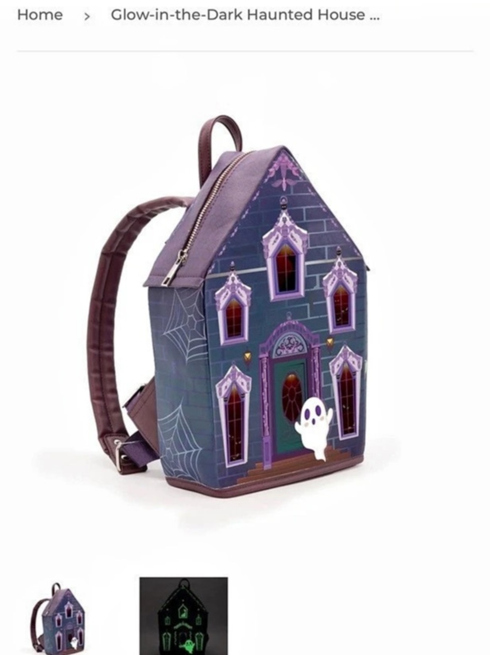 Bewaltz Haunted House Backpack Glow-in-the-Dark Purple & Black, EUC 👻 - Picture 4 of 16